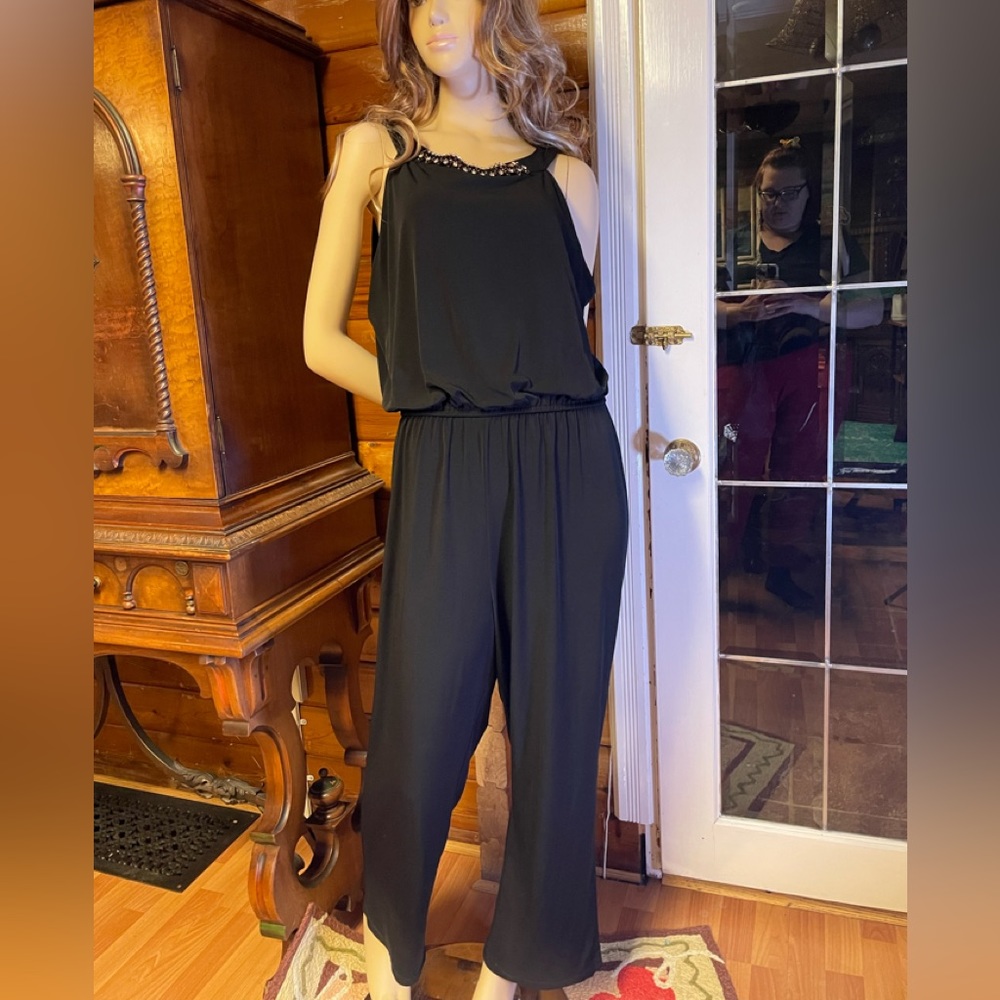 AA STUDIO Black Jumpsuit 14 Petite 14P
